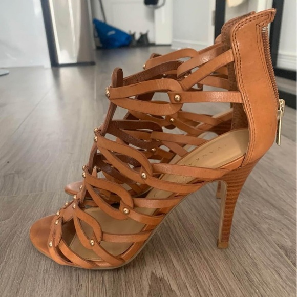 Brown strappy leather sandal heels - Picture 3 of 6